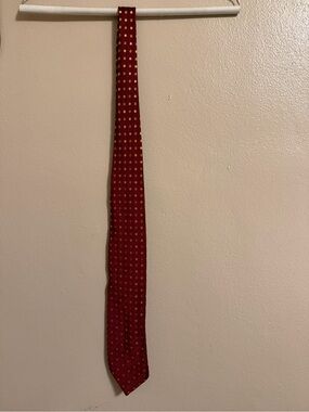 Vintage Canali Tie Red Yellow Geometric Patter 100% Silk Made In Italy